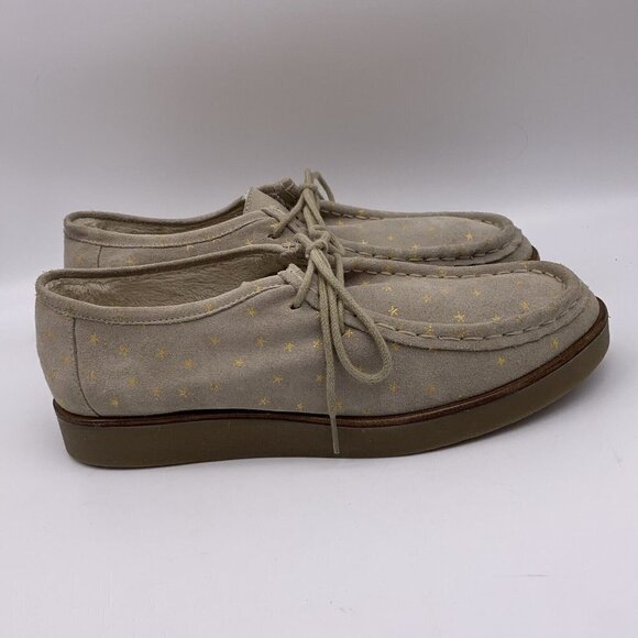 THE GREAT Scout Platform Loafers Taupe Star Print Shearling Lined Suede 10.5 - Picture 2 of 12